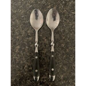 Hampton Silversmiths BISTRO BLACK Tea Or Soup Spoons Lot Set of 2 Stainless
